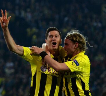 Robert Lewandowski und Marcel Schmelzer jubeln über Tor gegen Real Madrid.