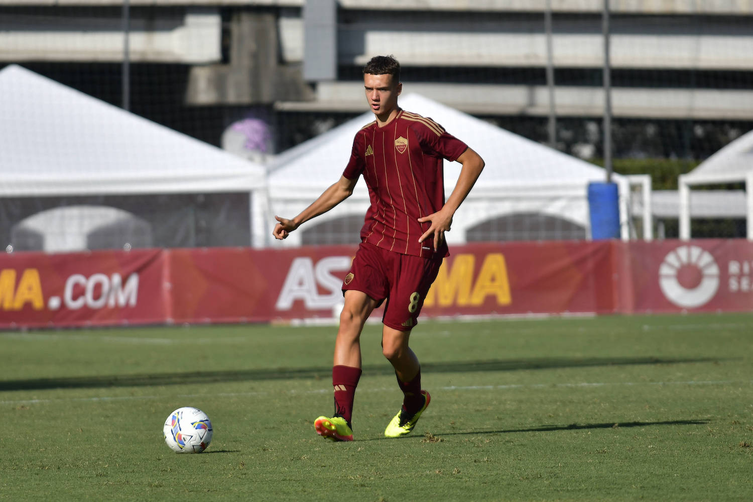 Italy: Roma U20 vs Sassuolo U20 Sergej Levak of Roma U20 during the match Roma U20 vs Sassuolo U20 5th day of Italian Football Championship Primavera 1 at Tre Fontane Stadium on September 21, 2024 Rome Italy Copyright: RobertoxBettacchi