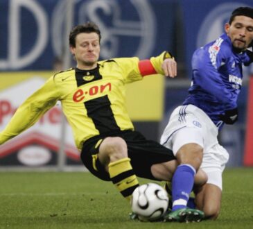 Christian Wörns im Revierderby gegen Kevin Kuranyi von Schalke 04.