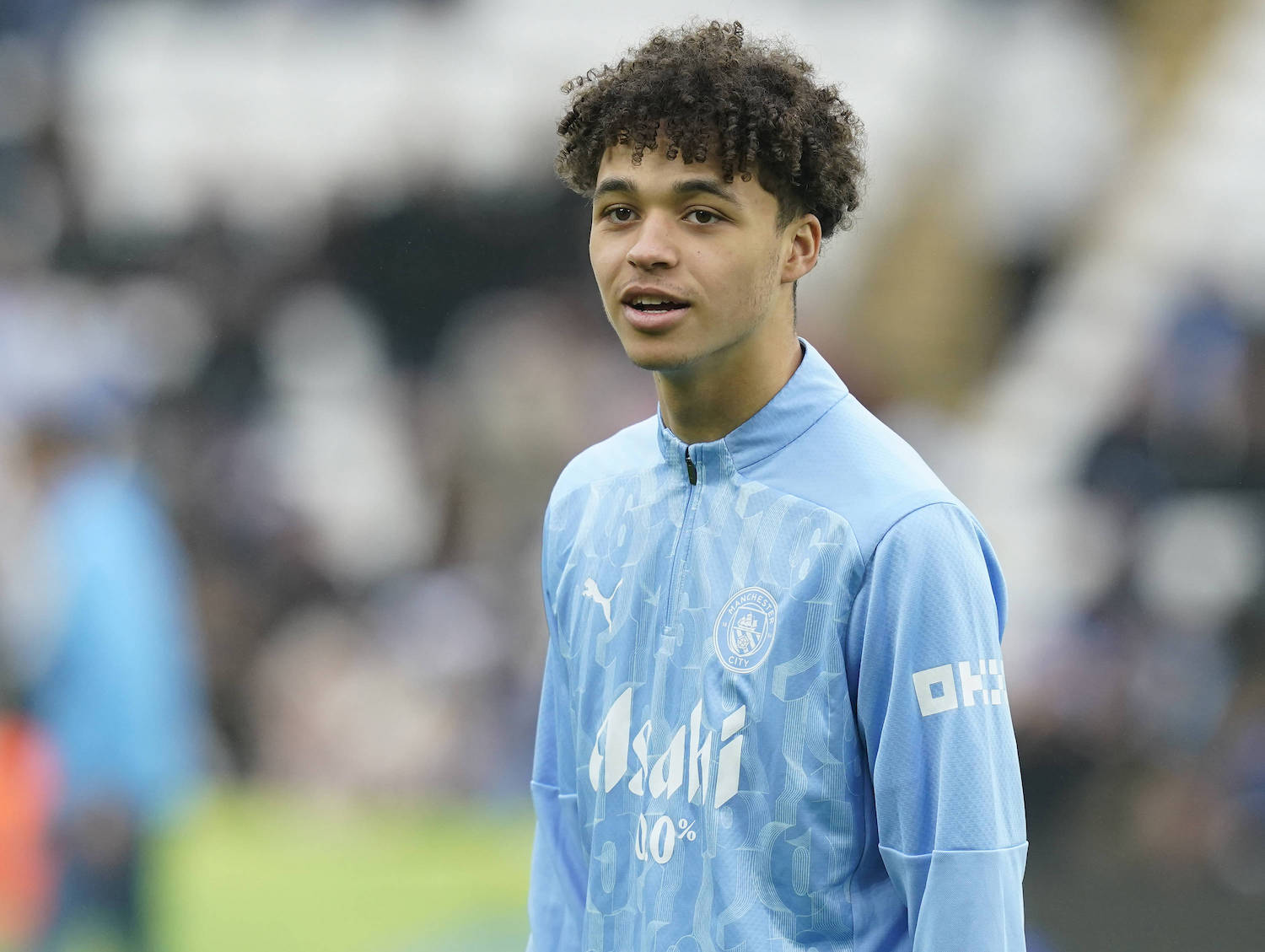 Manchester, England, 26th December 2024. Max Alleyne of Manchester City during the Premier League match at the Etihad Stadium, Manchester. Picture credit should read: Andrew Yates / Sportimage EDITORIAL USE ONLY. No use with unauthorised audio, video, data, fixture lists, club/league logos or live services. Online in-match use limited to 120 images, no video emulation. No use in betting, games or single club/league/player publications. SPI_122_AY_MAN_CITY_EVERTON SPI-3550-0122