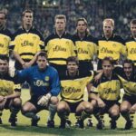 BVB in der Champions League 1997 mit Andreas Möller, Matthias Sammer, Knut Reinhardt, Jürgen Kohler, Heiko Herrlich, Wolfgang Feiersinger, Jörg Heinrich, Stefan Klos, Paulo Sosa, Stefan Reuter, Stephane Chapuisat