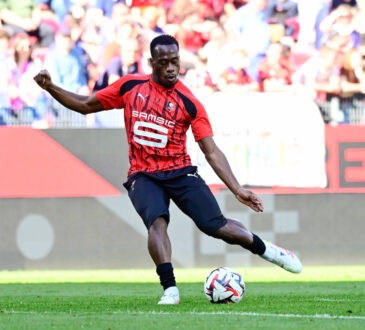 FOOTBALL : Rennes vs Auxerre - Ligue 1 - 06/04/2025 Arnaud Kalimuendo 9 - Rennes warms up prior to the Ligue 1 match between Stade Rennais FC and AJ Auxerre at Roazhon Park on April 06, 2025 in Rennes, France. Photo by Dante Badano / PsnewZ - RennesFrance PUBLICATIONxNOTxINxFRAxBEL Copyright: xDantexBadanox