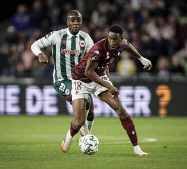 FOOTBALL : Metz FC vs Red Star. - Ligue 2 Stade Saint -Symphorien 19/04/2025 GUEYE IDRISSA 18 ET MENDY BISSENTY 4 PUBLICATIONxNOTxINxFRAxBEL Copyright: xelyxandroxcegarrax