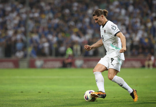 SOCCER - FIFA WC quali, BIH vs AUT ZENICA,BOSNIA AND HERZEGOVINA,09.SEP.25 - SOCCER - FIFA World Cup, WM, Weltmeisterschaft, Fussball 2026, European Qualifiers, group stage, OEFB international match, L‰nderspiel, Nationalmannschaft Bosnia and Herzegovina vs Austria. Image shows Marcel Sabitzer AUT. PUBLICATIONxNOTxINxAUTxSUIxSWE GEPAxpictures/xArminxRauthner