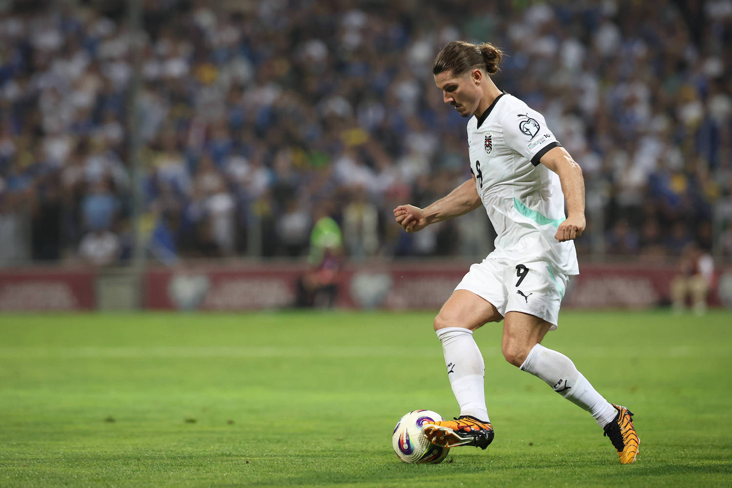 SOCCER - FIFA WC quali, BIH vs AUT ZENICA,BOSNIA AND HERZEGOVINA,09.SEP.25 - SOCCER - FIFA World Cup, WM, Weltmeisterschaft, Fussball 2026, European Qualifiers, group stage, OEFB international match, L‰nderspiel, Nationalmannschaft Bosnia and Herzegovina vs Austria. Image shows Marcel Sabitzer AUT. PUBLICATIONxNOTxINxAUTxSUIxSWE GEPAxpictures/xArminxRauthner