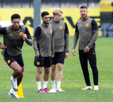 15.09.2025, Abschlusstraining zum UEFA Champions League Spiel zwischen Juventus Turin und Borussia Dortmund, v. l. Jobe Bellingham Borussia Dortmund, Yan Couto Borussia Dortmund, Daniel Svensson Borussia Dortmund, Salih ÷zcan Borussia Dortmund, Dortmund Trainingsgel‰nde Borussia Dortmund NRW Deutschland xRHR-FOTO/DEx *** 15 09 2025, Final training session for the UEFA Champions League match between Juventus Turin and Borussia Dortmund, f l Jobe Bellingham Borussia Dortmund , Yan Couto Borussia Dortmund , Daniel Svensson Borussia Dortmund , Salih ÷zcan Borussia Dortmund , Dortmund training ground Borussia Dortmund NRW Germany xRHR PHOTO DEx Copyright: DennisxEwert/RHR-FOTOx RHR-FOTO/DE