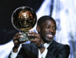 250923 -- PARIS, Sept. 23, 2025 -- Paris Saint-Germain s French player Ousmane Dembele poses with his trophy after winning the men s Ballon d Or awards during the 2025 Ballon d Or France Football award ceremony at the Theatre du Chatelet in Paris, France, on Sept. 22, 2025. SPFRANCE-PARIS-FOOTBALL-BALLON D OR CEREMONY GaoxJing PUBLICATIONxNOTxINxCHN
