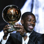 250923 -- PARIS, Sept. 23, 2025 -- Paris Saint-Germain s French player Ousmane Dembele poses with his trophy after winning the men s Ballon d Or awards during the 2025 Ballon d Or France Football award ceremony at the Theatre du Chatelet in Paris, France, on Sept. 22, 2025. SPFRANCE-PARIS-FOOTBALL-BALLON D OR CEREMONY GaoxJing PUBLICATIONxNOTxINxCHN