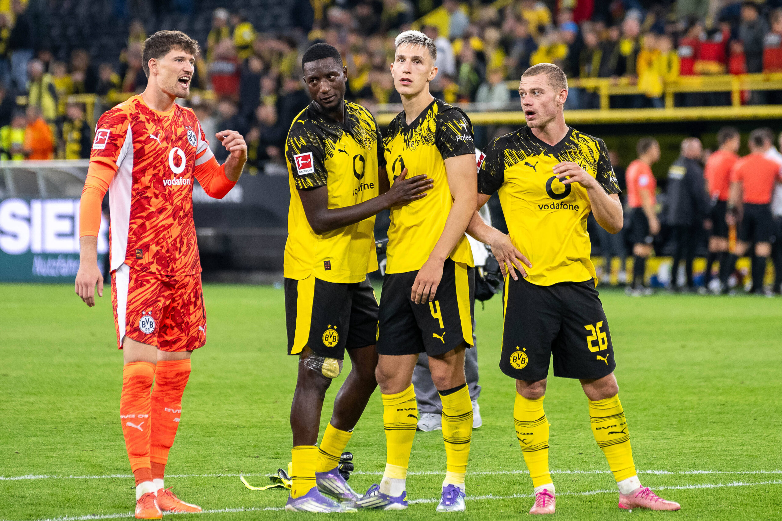 Gregor Kobel, Serhou Guirassy, Nico Schlotterbeck und Julian Ryerson