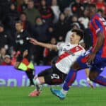 River Plates midfielder Juan Cruz Meza vies for the ball with San Lorenzo s Colombian defender Jhohan Romana during the Argentine Professional Football League 2025 Clausura Tournament Betano match, at MAS Momumental stadium in Buenos Aires, Argentina, on July 27, 2025. BUENOS AIRES ARGENTINA *** River Plates midfielder Juan Cruz Meza vies for the ball with San Lorenzo s Colombian defender Jhohan Romana during the Argentine Professional Football League 2025 Clausura Tournament Betano match, at MAS Momumental stadium in Buenos Aires, Argentina, on July 27, 2025 BUENOS AIRES ARGENTINA Copyright: xALEJANDROxPAGNIx