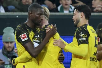 Serhou Guirassy, Julian Brandt und Ramy Bensebaini