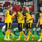 GER, 1. FBL, FC Augsburg vs Borussia Dortmund / 31.10.2025, WWK-Arena, Augsburg, GER, 1. FBL, FC Augsburg vs Borussia Dortmund, im Bild Torjubel nach Tor zum 0:1 durch Serhou Guirassy Dortmund, 9 *** GER, 1 FBL, FC Augsburg vs Borussia Dortmund 31 10 2025, WWK Arena, Augsburg, GER, 1 FBL, FC Augsburg vs Borussia Dortmund, pictured celebrating after Serhou Guirassys goal to make it 0 1 Dortmund, 9 nordphotoxGmbHx/xHafner nph00200