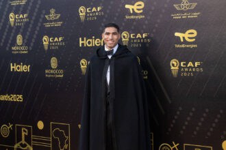 2025 Confederation of African Football CAF Awards in Morocco SALE, MOROCCO - NOVEMBER 19: Paris Saint-Germain s PSG Moroccan player Achraf Hakimi attends the 2025 Confederation of African Football CAF Awards in Sale, Morocco on November 19, 2025. Abu Adem Muhammed / Anadolu Sale Morocco. Editorial use only. Please get in touch for any other usage. PUBLICATIONxNOTxINxTURxUSAxCANxUKxJPNxITAxFRAxAUSxESPxBELxKORxRSAxHKGxNZL Copyright: x2025xAnadoluxAbuxAdemxMuhammedx