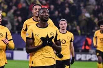 Torjubel zum 2:0 durch Serhou Guirassy 9 Borussia Dortmund, Borussia Dortmund vs. FC Villarreal, Fussball, Champions League, Gruppenphase, Matchday 5, 25.11.2025 Dortmund Nordrhein-Westfalen Deutschland *** Goal celebration for 2-0 by Serhou Guirassy 9 Borussia Dortmund , Borussia Dortmund vs FC Villarreal, Football, Champions League, Group stage, Matchday 5, 25 11 2025 Dortmund Nordrhein Westfalen Germany Copyright: xkolbert-press/MarcxNiemeyerx