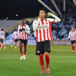 Manchester, England, 28th November 2025. Ayodele Thomas of PSV Eindhoven celebrates scoring his sides second goal during the Manchester City U21, U 21 vs PSV Eindhoven U21 Premier League International Cup match at the Academy Stadium, Manchester. Picture credit should read: Cody Froggatt / Sportimage EDITORIAL USE ONLY. No use with unauthorised audio, video, data, fixture lists, club/league logos or live services. Online in-match use limited to 120 images, no video emulation. No use in betting, games or single club/league/player publications. SPI_008_CF_MANCHESTER_CITY_U21_V_PSV_EINDHOVEN_U21 SPI-4330-0008