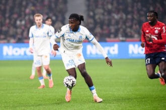 LOSC Lille v Olympique de Marseille - Ligue 1 McDonald s 2025/2026 50 Darryl BAKOLA om during the Ligue 1 McDonald s match between Lille and Marseille at Stade Pierre Mauroy on December 5, 2025 in Lille, France. Lille France PUBLICATIONxINxGERxAUTxSUIxONLY Copyright: xFEPx 776348226