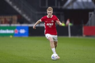 ALKMAAR , 07-12-2025 , AFAS Stadium , season 2025 / 2026 , Dutch Eredivisie football . match between AZ and Go Ahead Eagles, final result 2-2, Picture shows AZ player Kees Smit AZ - Go Ahead Eagles PUBLICATIONxNOTxINxNED x32411254x Copyright: