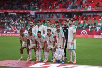 Morocco, Rabat - 24 December 2025 - Algeria national team, Nationalteam of Football team photo: including 21 Ramy Bensebaini, 17 Fares Chaibi, 7 Riyad Mahrez, 23 Luca Zidane, 18 Mohamed Amoura during the Africa Cup of Nations 2025 match of group E between Algeria national team and Sudan national team at Stade Prince Moulay el Hassan in Rabat. AFCON 2025 - Algeria vs. Sudan Copyright: xSFSIx