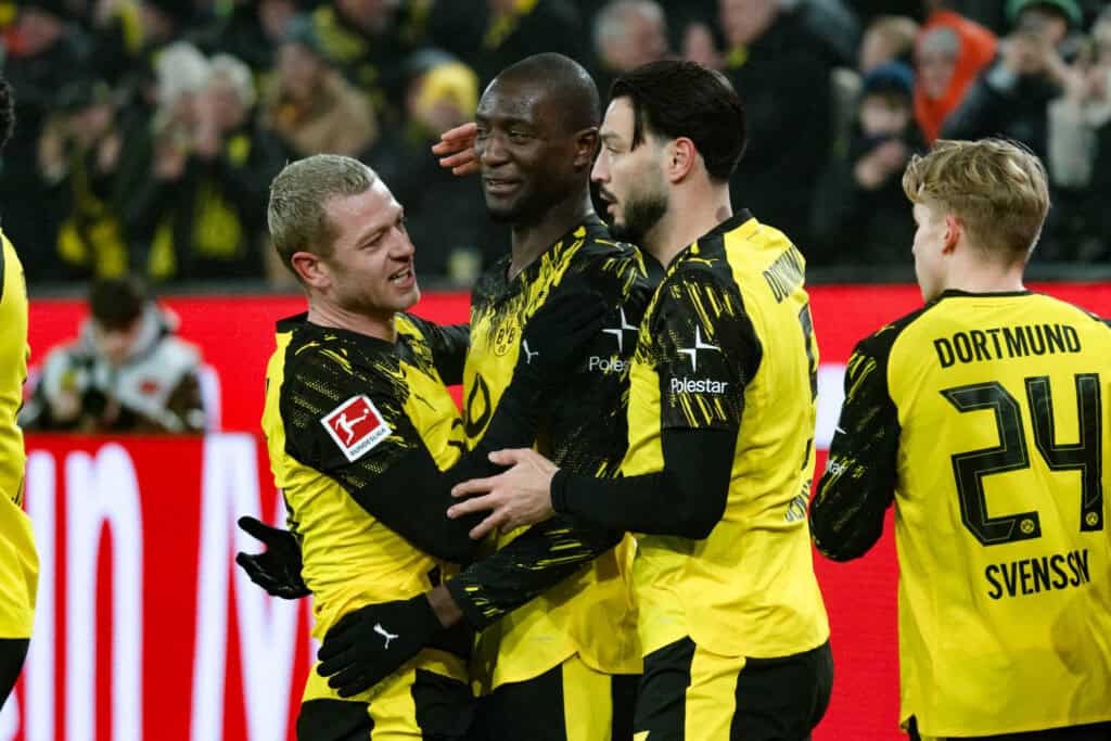Tor zum 1:0 durch Serhou Guirassy (Borussia Dortmund, 9) Jubel Freude Emotionen Torjubel Julian Ryerson