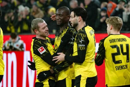 Tor zum 1:0 durch Serhou Guirassy (Borussia Dortmund, 9) Jubel Freude Emotionen Torjubel Julian Ryerson