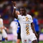 Moussa Diaby of Al Ittihad celebrates after scoring his team s second goal, 4th pre-season friendly match, Inter Milan - Al Ittihad, U-Power Stadium, August 7, 2024, Monza, Italy.