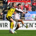 Elias Benkara, Cankoray Mutlu | Borussia Dortmund II - RWO | Ort: Stadion Rote Erde, Dortmund | Datum: 01.03.2025 | Foto: Micha Korb / FUNKE Foto Services