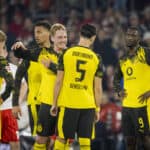 Daniel Svensson, Felix Nmecha, Julian Brandt, Ramy Bensebaini, Serhou Guirassy und Nico Schlotterbeck