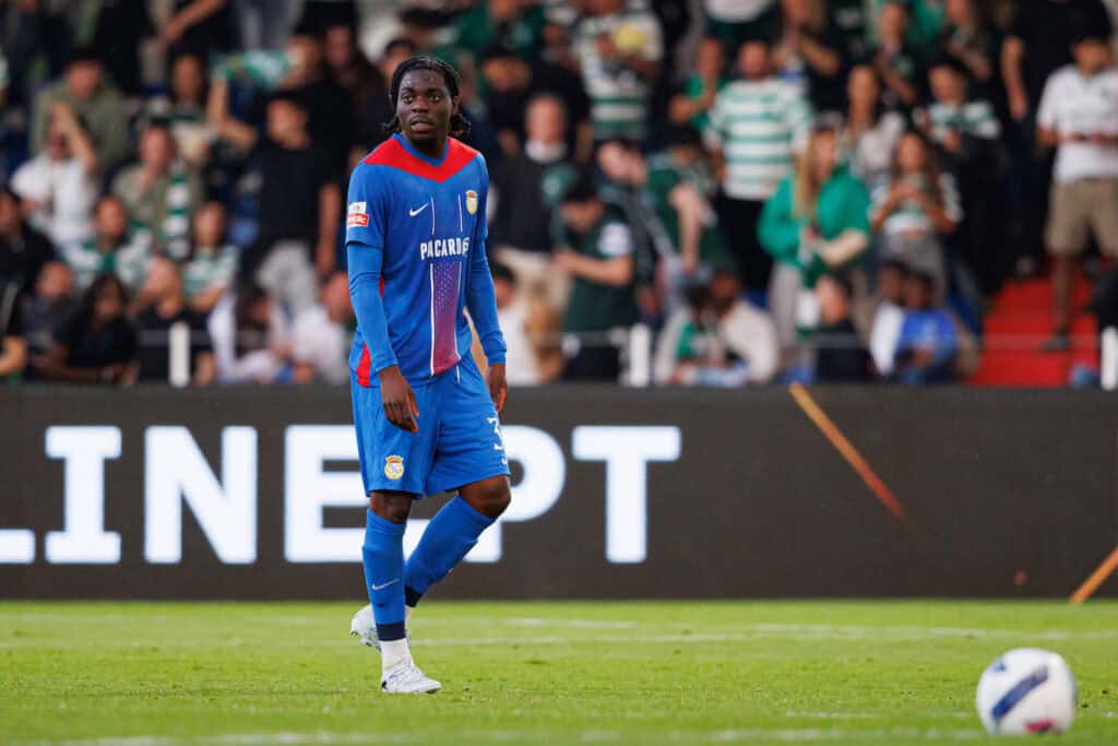 Bastien Meupiyou seen during Liga Portugal game between teams of FC Alverca and Sporting CP Maciej Rogowski/Ball Raw Images Alverca Complexo Desportivo Alverca Portugal Copyright: xMaciejxRogowskix maciejrogowski_alverca_sporting_2526-42