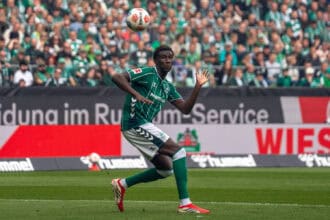 Deutschland: Fussball, 1. Bundesliga, 30. Spieltag 2025/26, Werder Bremen - Hamburger SV 18.04. in Bremen, Weserstadion: Karim Coulibaly Werder Bremen 31 *** Germany Soccer, 1 Bundesliga, Matchday 30 2025 26, Werder Bremen Hamburger SV 18 04 in Bremen, Weserstadion Karim Coulibaly Werder Bremen 31 Copyright: xSvenxHeidmannx