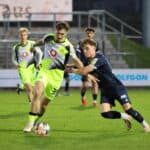 Regionalliga West: SSVg Velbert 02 - Borussia Dortmund U23 ** NUR F‹R REDAKTIONELLE ZWECKE ** EDITORIAL USE ONLY **Fussball Regionalliga West 29.Spieltag Mittwoch 22.04.2026 Ort: IMS Arena Velbert SSVg Velbert 02 - Borussia Dortmund II Im Bild von links Tony Reitz (BVB U23) und Calvin Mockschan (SSVg Velbert 02) Deutschland Velbert Copyright: StefanxRittershaus *** Regionalliga West SSVg Velbert 02 Borussia Dortmund U23 FOR EDITORIAL PURPOSES ONLY EDITORIAL USE ONLY p Soccer Regionalliga West 29 Matchday Wednesday 22 04 2026 Location IMS Arena Velbert SSVg Velbert 02 Borussia Dortmund II Pictured from left Tony Reitz BVB U23 and Calvin Mockschan SSVg Velbert 02 Germany Velbert Copyright StefanxRittershaus Copyright: StefanxRittershaus doc85j8uqaesur4687oili ,EDITORIAL USE ONLY