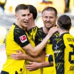 Nico Schlotterbeck, Ramy Bensebaini, Waldemar Anton und Marcel Sabitzer