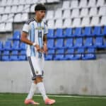 Futbol, Chile vs Argentina. Copa UC Sub 17, 2025. El jugador de Argentina Giovanni Baroni, centro, celebra su gol contra Chile durante el partido de la Copa UC Sub 17 realizado en el estadio Claro Arena de Santiago, Chile. 20/12/2025 Felipe ZancaPhotosport Football, Chile vs Argentina 2025 Copa UC U-17 Championship. Argentina player Giovanni Baroni, center, celebrates his gol against Chile during the Under 17 Copa UC Championship match at the Claro Arena stadium in Santiago, Chile. 20/12/2025 Felipe ZancaPhotosport Chile vs Argentina, Copa UC Sub 17, 2025 PUBLICATIONxNOTxINxCHI
