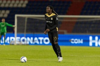 Bastien Meupiyou seen during Liga Portugal game between teams of FC Alverca and FC Arouca at Estadio Jose Alvalade Luis Loureiro/Ball Raw Images PT Alverca Complexo desportivo FC Alverca Portugal Copyright: xLuisxLoureirox LLOU0452