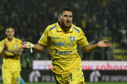 Frosinone s Fares Ghedjemis celebrates after scoring the goal 3-0 during the Serie BKT soccer match between Frosinone and Mantova at the Frosinones Benito Stirpe stadium, Italy - Friday, May 08, 2026 - Soccer Photo by Fabrizio Corradetti/LaPresse PUBLICATIONxNOTxINxITAxFRAxCHN Copyright: xFabrizioxCorradetti/LaPressex