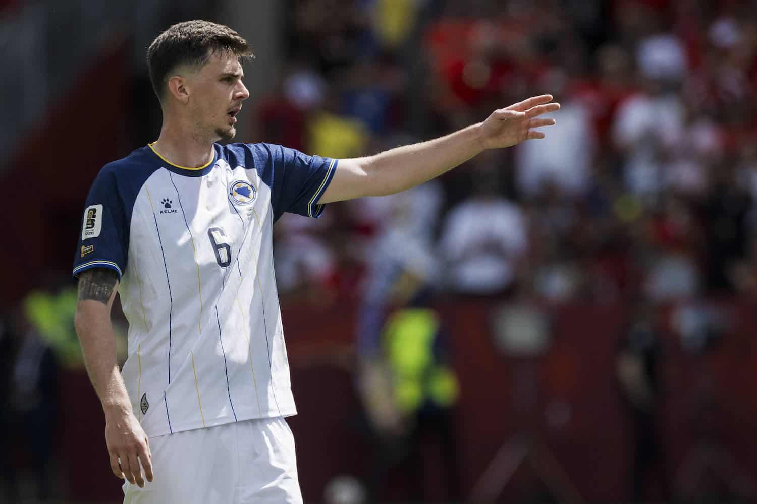 Canada v Bosnia and Herzegovina - FIFA World Cup, WM, Weltmeisterschaft, Fussball 2026 Benjamin Tahirovic of Bosnia and Herzegovina gestures during the FIFA World Cup 2026 Group B match between Canada and Bosnia and Herzegovina. The match ended 1-1 tie. Toronto Canada Copyright: xNicolÚxCampox