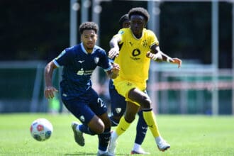 VfL Bochum U21, U 21 - Borussia Dortmund U23 ** NUR F‹R REDAKTIONELLE ZWECKE ** EDITORIAL USE ONLY **Fuﬂball Regionalliga West 1. SPIELTAG: VfL Bochum U21 - Borussia Dortmund U23 am 01.08.2026 in der Mondpalast-Arena in Herne Jonathan Akaegbobi ( VfL Bochum U21 ), links - Daniel Gabriel Nsumbu ( Borussia Dortmund U23 ), rechts Deutschland Nordrhein Westfalen Herne Copyright: ThorstenxTillmann *** VfL Bochum U21 vs. Borussia Dortmund U23 ** FOR EDITORIAL USE ONLY ** EDITORIAL USE ONLY ** p Soccer Regionalliga West 1 Matchday VfL Bochum U21 vs. Borussia Dortmund U23 on August 1, 2026, at the Mondpalast Arena in Herne Jonathan Akaegbobi, VfL Bochum U21, left: Daniel Gabriel Nsumbu, Borussia Dortmund U23; right: Herne, North Rhine-Westphalia, Germany. Copyright ThorstenxTillmann Copyright: ThorstenxTillmann doc86yy5je2z51nddg7cz9 ,EDITORIAL USE ONLY