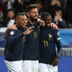 Kylian Mbappé, Olivier Giroud und Ousmane Dembélé